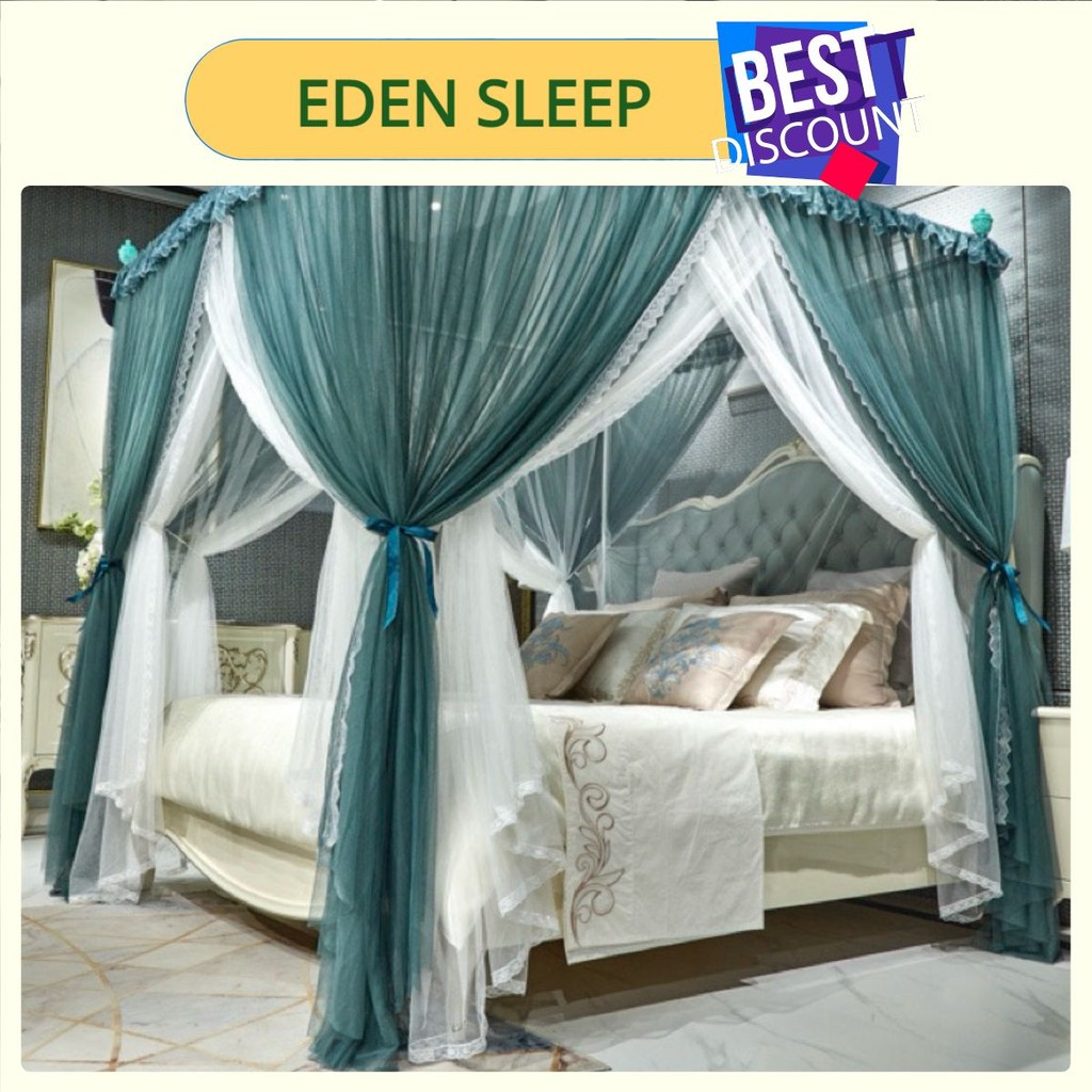 Màn/ mùng cung đình 4 cột 2 lớp; màn khung không khoan tường  chống muỗi toàn diện