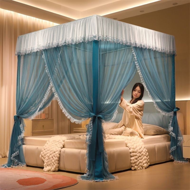 Mẫu MớiALớp Lưới Chống Muỗi Cung Điện Kiểu Sàn Rèm Ngủ Kiểu Pháp Rèm Ngủ Ren Viền Bèo Sợi Lưới Mã Hóa Gia Dụng