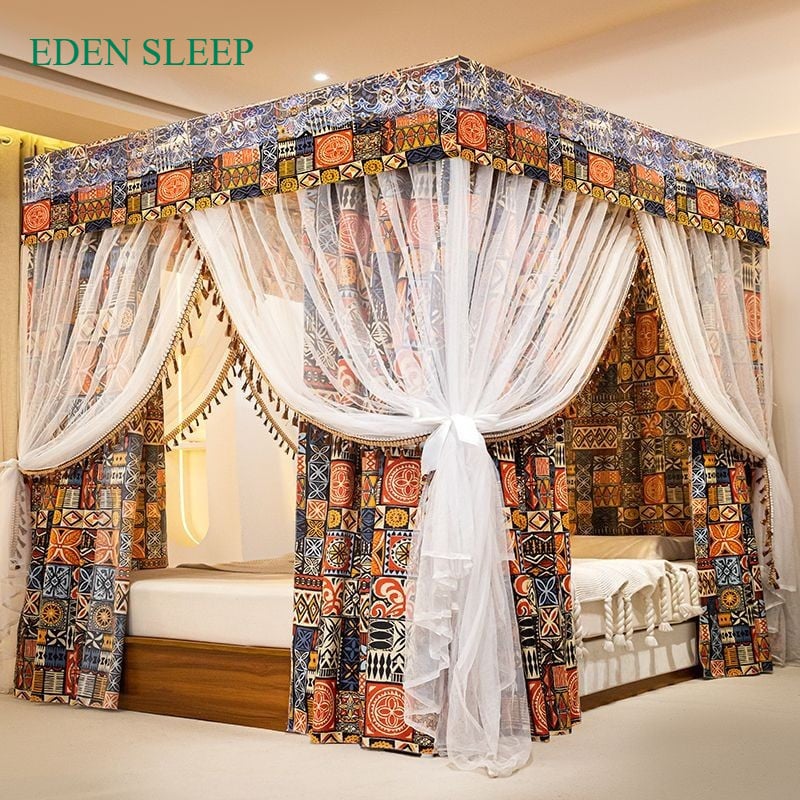 Mùng Màn công chúa không khoan tường cao cấp Chống Muỗi Vải 2 Lớp