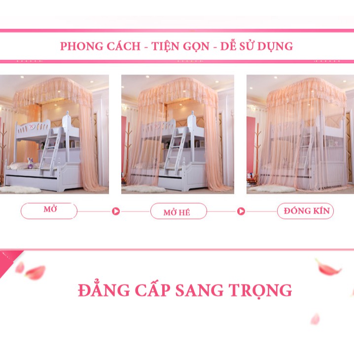 Màn (mùng) khung dành cho giường tầng trẻ em không khoan tường_khung inox_vải tuyn cao cấp chống muỗi