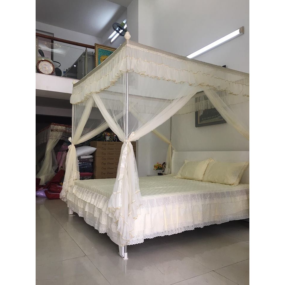 Màn khung không khoan tường  Mùng ngủ EASY DREAM cao 2m1  3 cửa chống muỗi siêu tiện  gọn