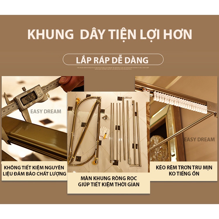 Màn khung không khoan tường ròng rọc kéo dây cao cấp EASY DREAM -Mùng ngủ cao cấp hiện đại kiểu dáng công chúa