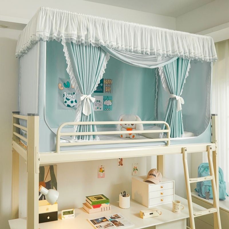 EDEN SLEEP Màn mùng khung chống muỗi ký túc xá sinh viên rèm che giường ngủ 3 cửa dây kéo chống bụi 0,8m 0,9m