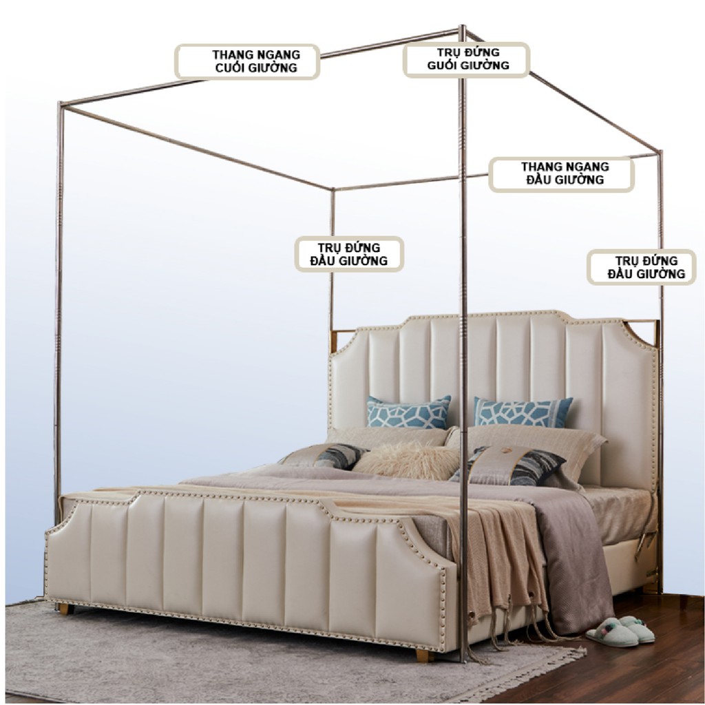 Màn [ mùng ] khung chống muỗi không khoan tường  chống côn trùng, muỗi , khung inox ,cao 2m15 , vải 2 lớp