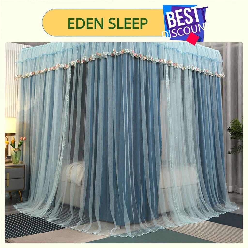 EDEN SLEEP màn chống muỗi trọn bộ mùng khung, màn chụp rèm giường hai lớp kiểu công chúa,cản sáng