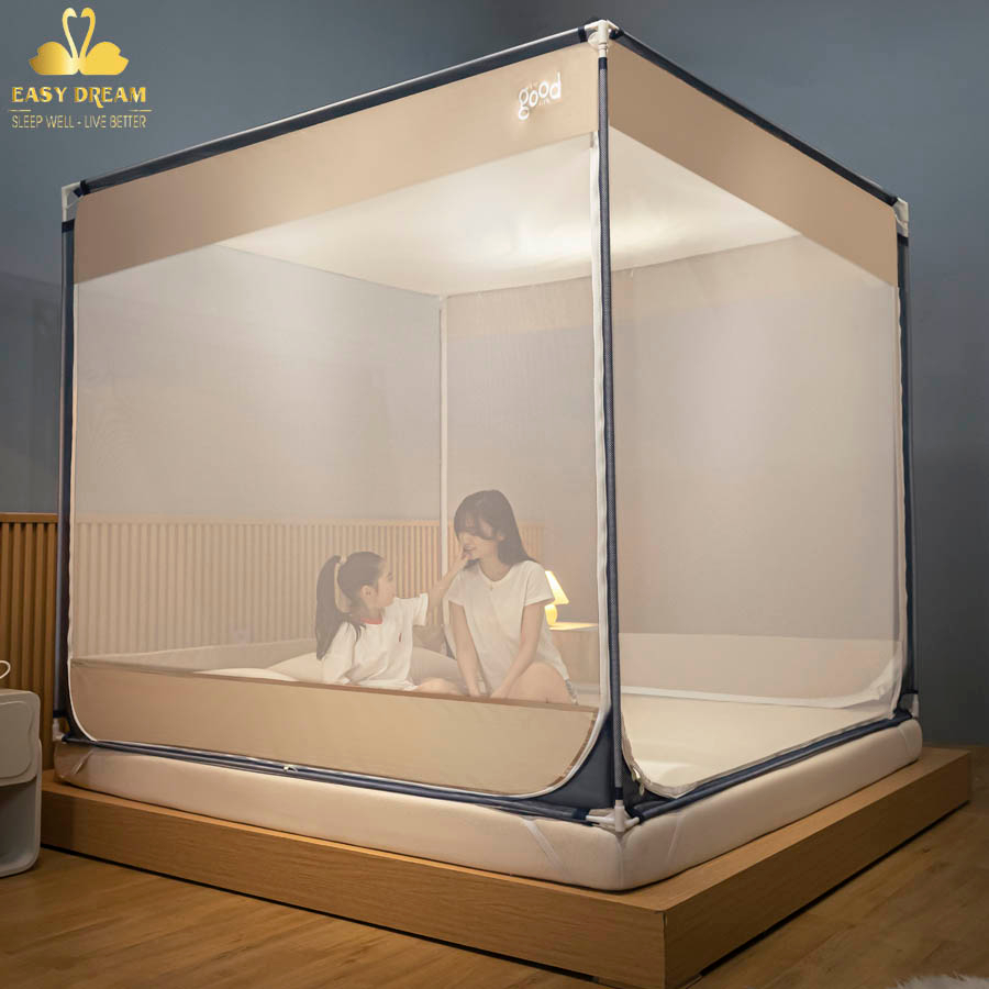 Màn khung không khoan tường  nằm nệm dưới sàn trên giường đều sử dụng được