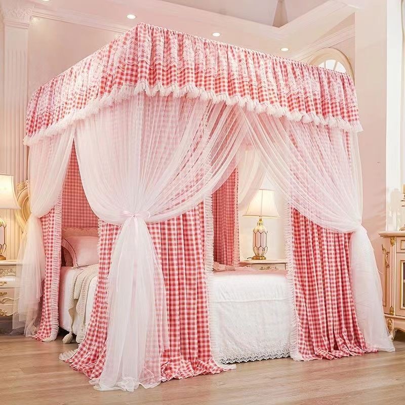 Rèm Giường Hai Lớp Che Nắng Công Chúa Mẫu Mới, Giá Đỡ Sàn Tích Hợp Ba Cửa Chống Gió Và Chống Muỗi Phòng Ngủ Gia Đình