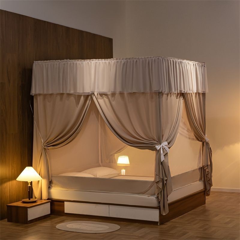 Giường Ngủ Lưới Chống Muỗi Yurt Chống Rơi Trẻ Em Che Ánh Sáng Rèm Cửa Phòng Ngủ Gia Đình Khóa Kéo Hoàn Toàn Kiểu Khăn Tr