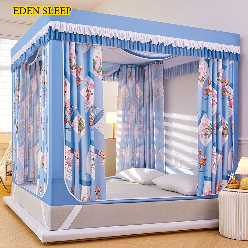 EDEN SLEEP Mùng màn khung chống muỗi, rèm cản sáng chống bụi, 1,5m, 1,8 giường, chống rơi trẻ em, 3 cửa