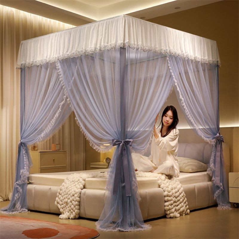 Mẫu MớiALớp Lưới Chống Muỗi Cung Điện Kiểu Sàn Rèm Ngủ Kiểu Pháp Rèm Ngủ Ren Viền Bèo Sợi Lưới Mã Hóa Gia Dụng