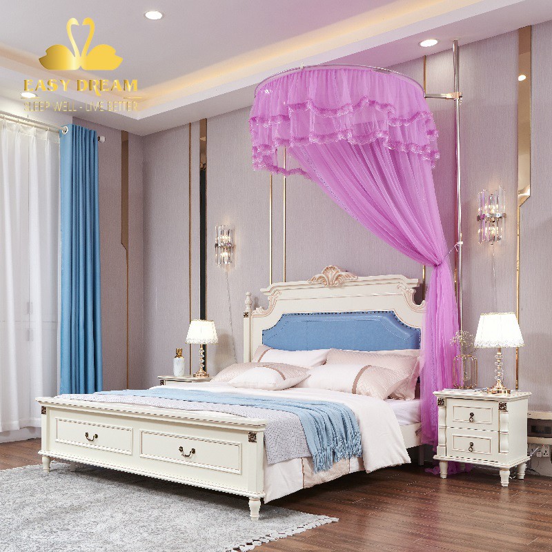 Màn khung không khoan tường  EASY DREAM Mùng khung tròn đa năng sử dụng được giường từ 1.2m đến 2.2m  các loại giường