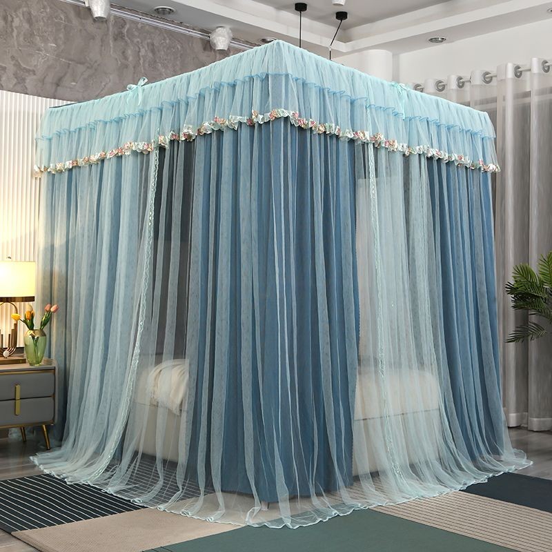 EDEN SLEEP Bộ màn chụp mùng chống muỗi có khung vuông, rèm giường 2 lớp cản sáng gia đình phong cách công chúa