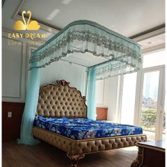 Màn khung ròng rọc cao cấp không khoan tường Mùng ngủ  có dây kéo - chiều cao 2m25  vải voan cao cấp