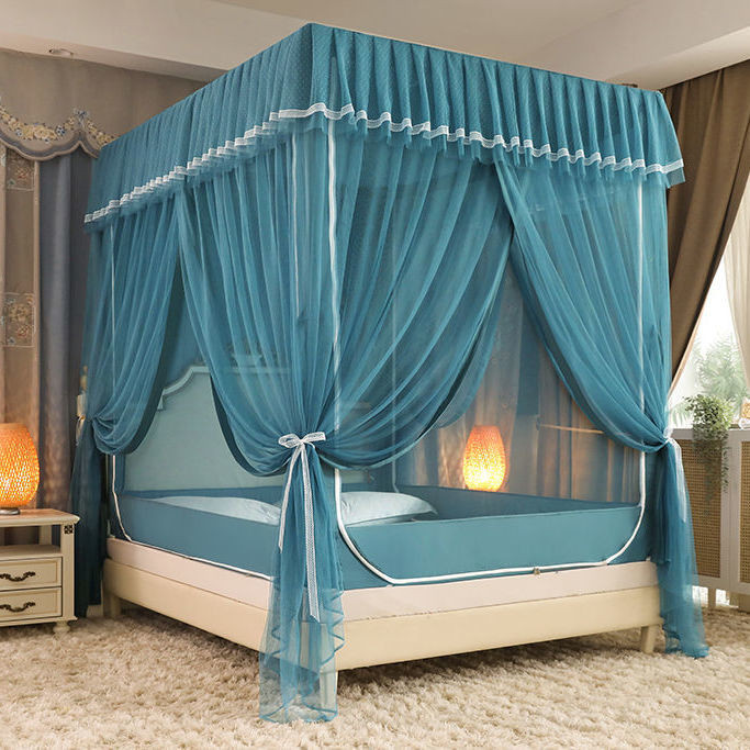 Màn Chống Muỗi Kiểu Giường Ngồi Sang Trọng Hai Lớp Chống Ánh Sáng Chống Bụi Trẻ Em Chống Rơi Toàn Bộ Rèm Cách Sàn Ba Cửa