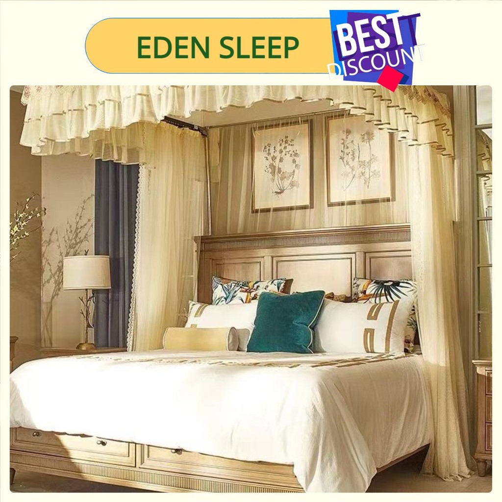 Màn khung inox không khoan tường 2 cột chữ U ,Màn ngủ hiện đại chống muỗi  kiểu dáng công chúa