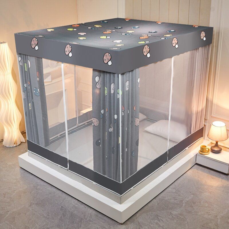 EDEN SLEEP Màn/Mùng Chống Muỗi Rèm Giường Dày Dặn Chắn Sáng Chống Bụi Dây Kéo Trọn Bộ Mùng Màn khung Vuông