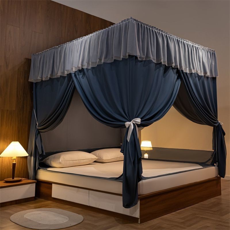 Giường Ngủ Lưới Chống Muỗi Yurt Chống Rơi Trẻ Em Che Ánh Sáng Rèm Cửa Phòng Ngủ Gia Đình Khóa Kéo Hoàn Toàn Kiểu Khăn Tr