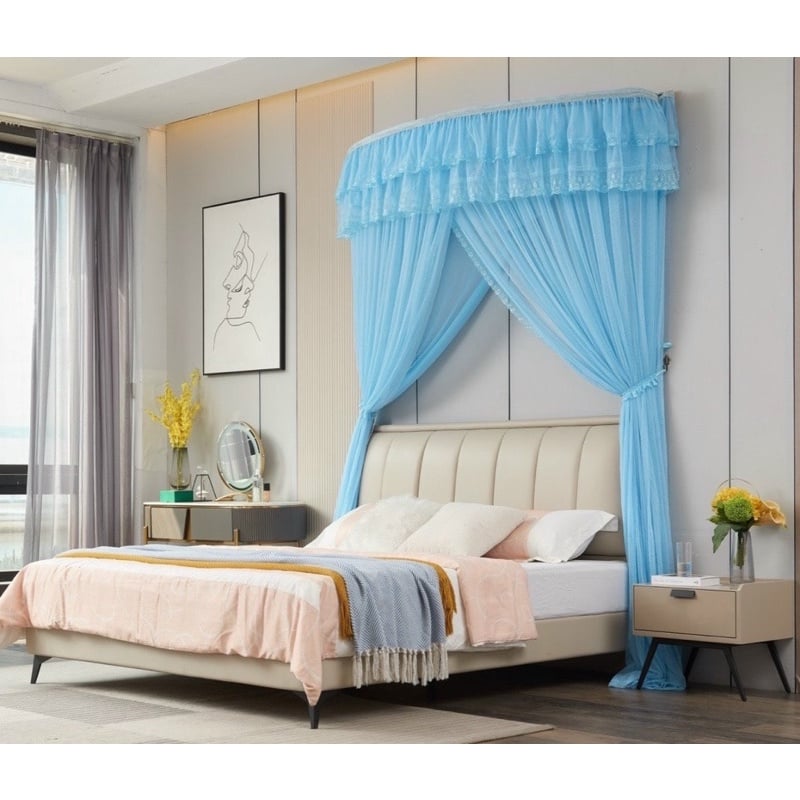 Màn/ mùng bán nguyệt (khoan tường)- màn khung xếp gọn thông minh chống muỗi kéo dây ròng rọc