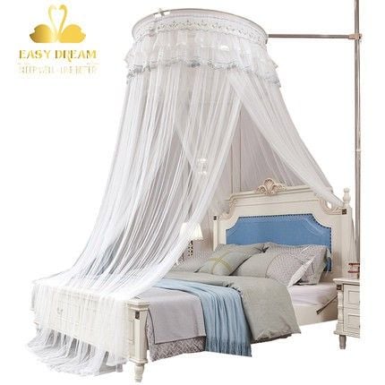 Màn tròn công chúa cao cấp Không khoan tường EASY DREAM Đa Năng  khung trụ  inox cao cấp không gỉ chất vải tuyn xịn