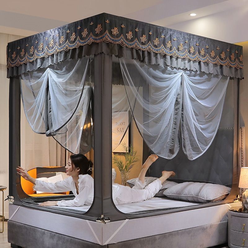 Lưới Chống Muỗi Chống Bụi Gia Dụng Che Nắng Chống Muỗi Mã Hóa Lưới Dày Dặn Khung Ba Cửa1.5Giường1.8Giường1.2