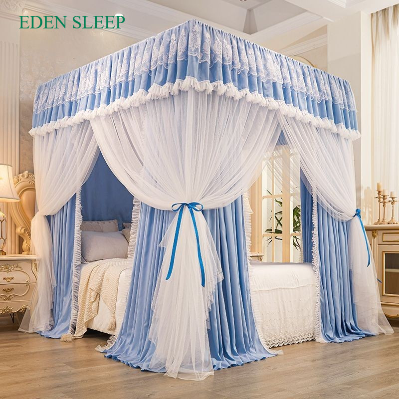 EDEN SLEEP mùng khung phòng ngủ gia đình, rèm cản sáng phong cách Châu Âu, màn chống muỗi trọn bộ màn khung vuông