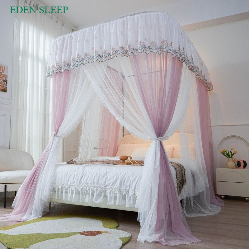 Màn mùng  chống muỗi có thể mở rộng phong cách công chúa  điều chỉnh chiều cao khung thép không gỉ lkhông khoan tường