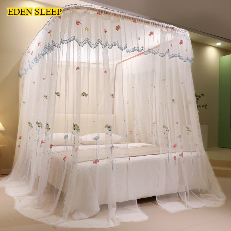 Thêu Hình Chữ U Hướng Dẫn Lưới Chống Muỗi Mã Hóa Đường Ray Dày Dặn Phòng Ngủ Gia Đình 2023 Công Chúa Cao Cấp Mới 1.8 M