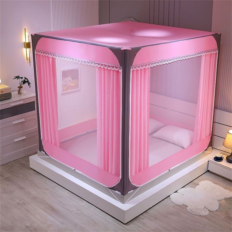 EDEN SLEEP màn chụp chống muỗi trọn bộ mùng khung,cản sáng chống bụi rèm giường 3 cửa có khóa kéo kín chống rơi