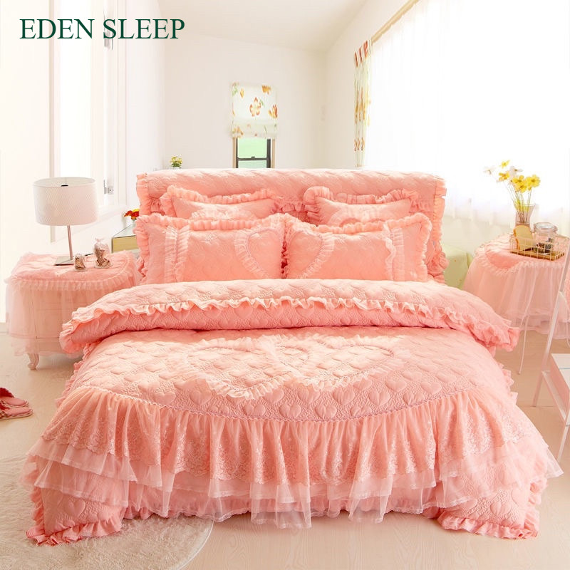 NEW Sét ga cotton trần 5 món, ga cưới phong cách công chúa