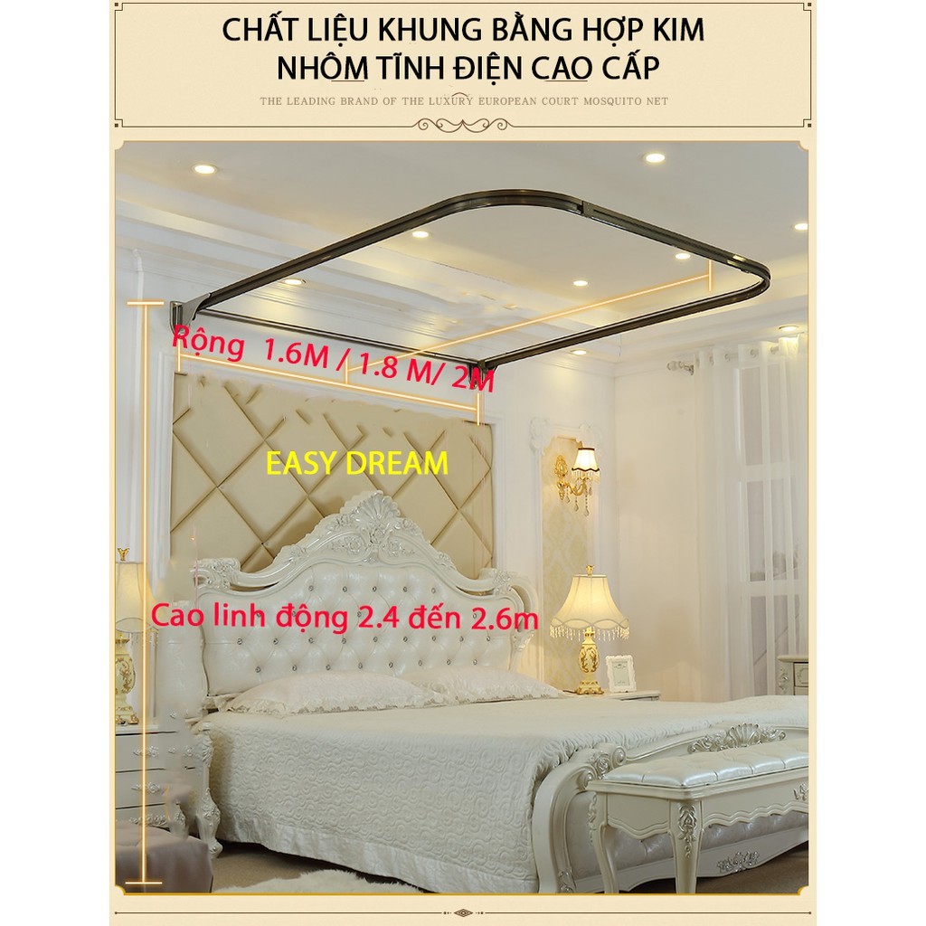 Màn khung (mùng) phải khoan tường vải tuyn lạnh-khung hợp kim nhôm tĩnh  điện cao cấp (chống muỗi)