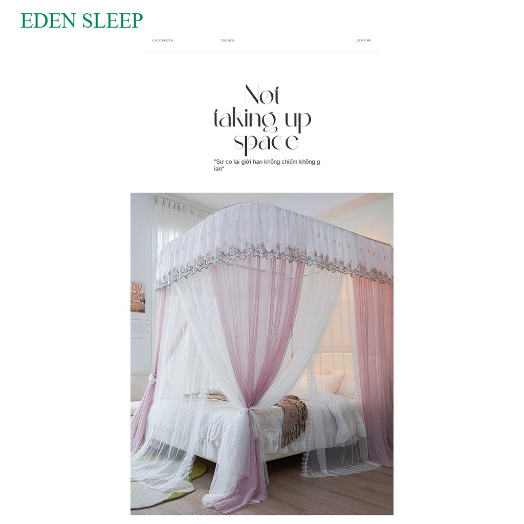 Màn mùng  chống muỗi có thể mở rộng phong cách công chúa  điều chỉnh chiều cao khung thép không gỉ lkhông khoan tường