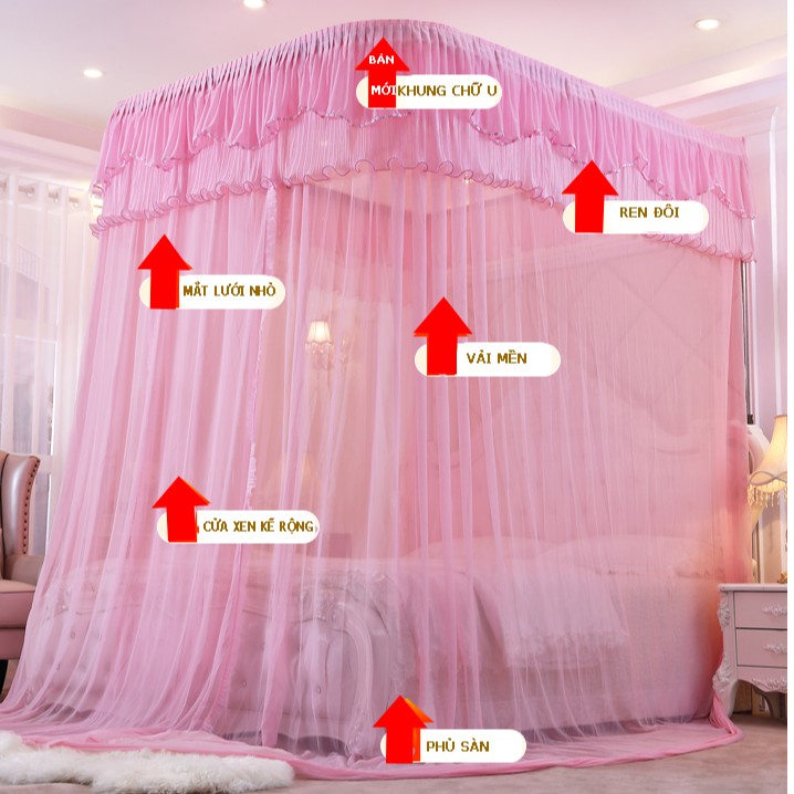 Màn ( Mùng)  khung không khoan tường EASY DREAM Có dây kéo ròng rọc Tăng chỉnh được  độ cao sản phẩm đạt tiêu chuẩn Đức