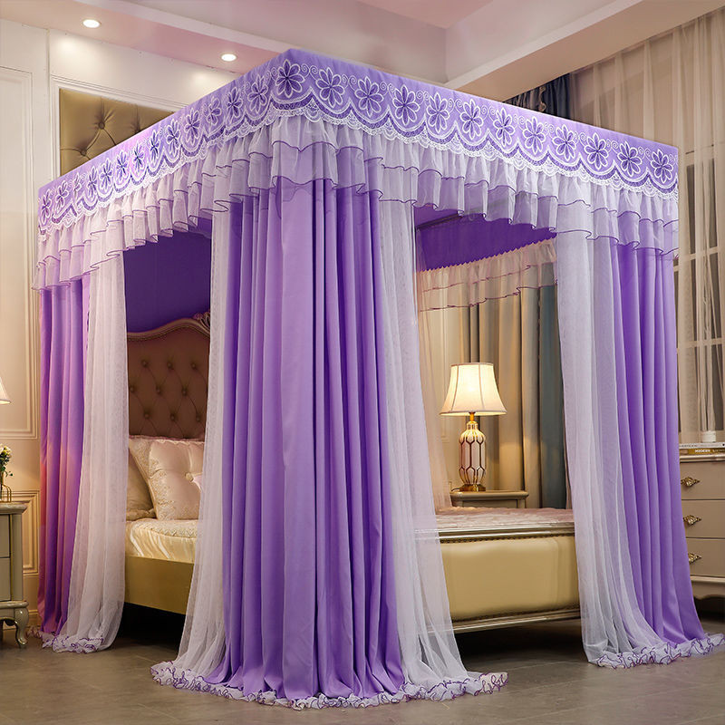 Màn Chống Muỗi Hai Lớp Hai Cực Dày Dặn, Rèm Giường Che Nắng, Rèm Chống Bụi Kín Hoàn Toàn, Rèm Khóa Mã Hóa Ba Cửa, Gạc Tà