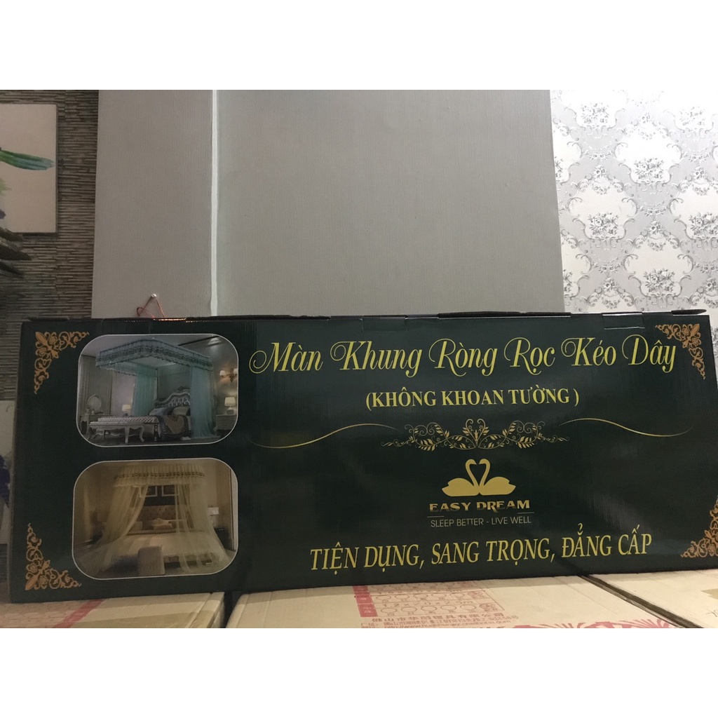 Màn khung không khoan tường ròng rọc kéo dây cao cấp EASY DREAM -Mùng ngủ cao cấp hiện đại kiểu dáng công chúa