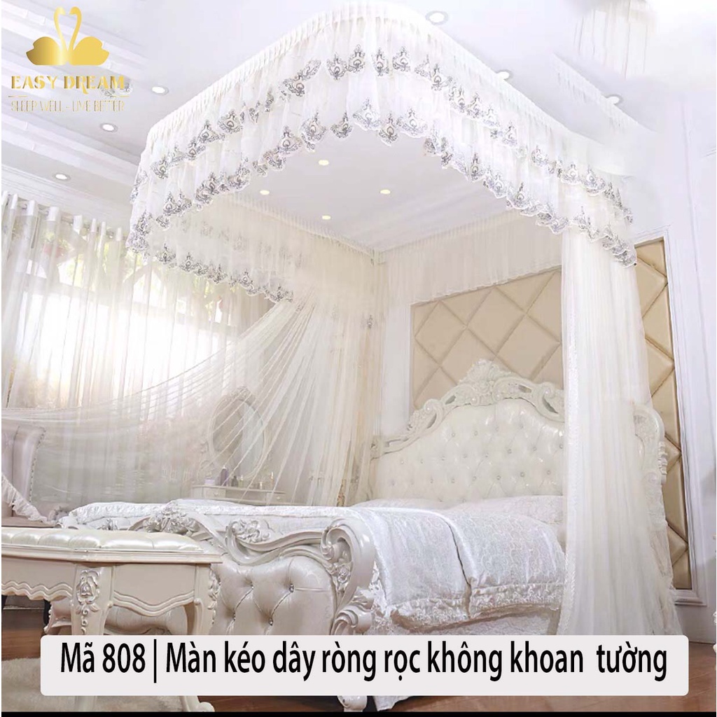 Mùng khung ròng rọc không khoan tường cao cấp EASY DREAM - màn ngủ chống muỗi kiểu dáng công chúa hiện đại