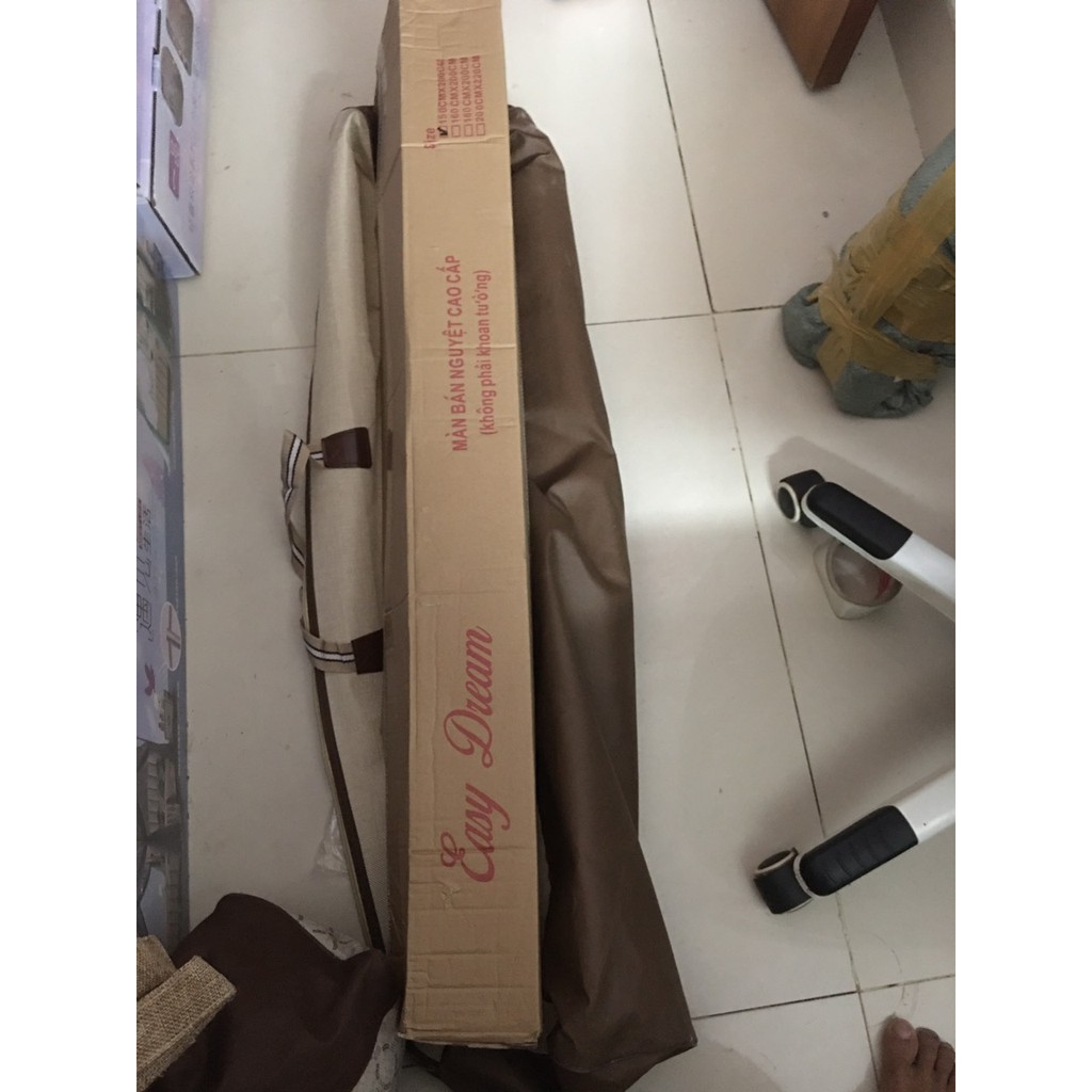 Màn khung không khoan tường Mùng Công chúa ròng rọc  Khung inox , Vải tuyn lưới mắt nhỏ  chống muỗi chống