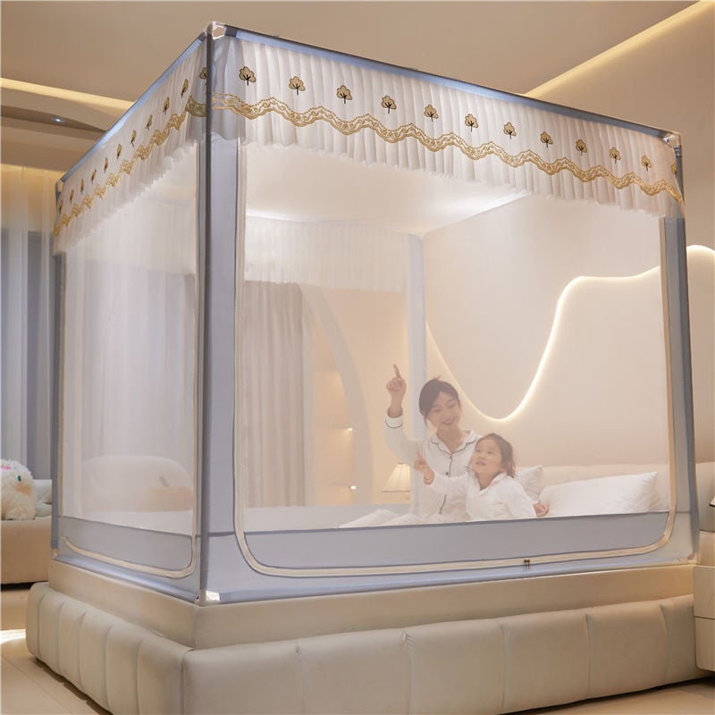 2024Màn Chống Muỗi Gia Đình Mới Phòng Ngủ Chống Rơi Giường Yurt Cao Cấp Không Cần Lắp Đặt Trẻ Em Và Trẻ Sơ Sinh Hàng Rào