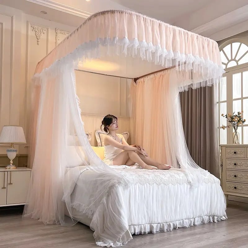 Màn khung 2 cột không khoan tường màn mùng ngủ chống muỗi cao cấp