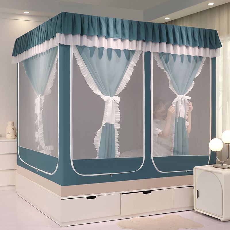 EDEN SLEEP Mùng màn khung chống muỗi gia đình,trọn bộ mùng khung vuông trẻ em chống rơi,rèm giường dày