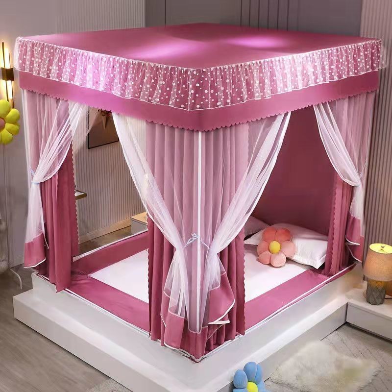 EDEN SLEEP Màn Chống Muỗi Có Dây Kéo Chống Bụi,Màn Chụp,Rèm Giường Chống Muỗi Dày Dặn Chống Rơi Toàn Bộ Mùng Màn Khung