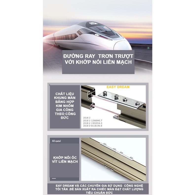 Màn khung ròng rọc kéo dây không khoan tường - hàng cao cấp hiện đại sang trọng