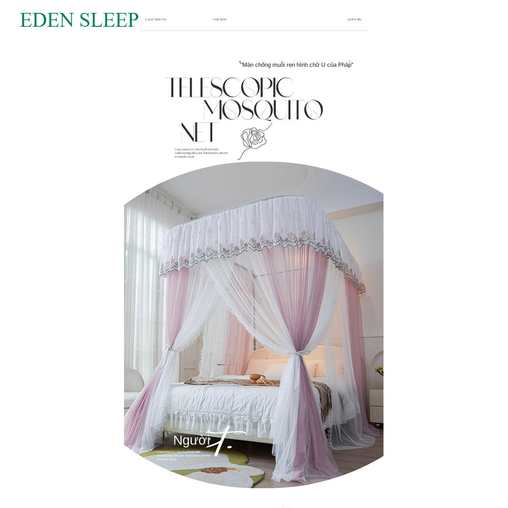 Màn mùng  chống muỗi có thể mở rộng phong cách công chúa  điều chỉnh chiều cao khung thép không gỉ lkhông khoan tường