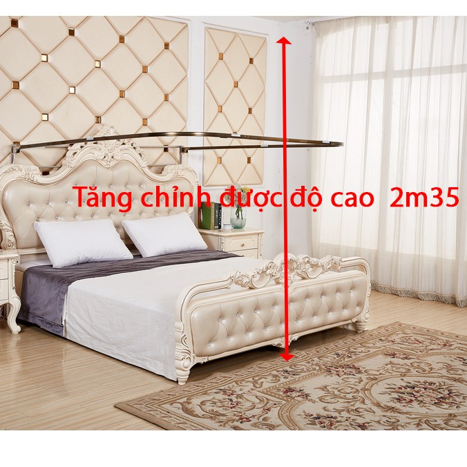 Mùng (màn ) khung cao cấp không khoan tường  cao cấp có dây kéo tăng chỉnh được độ cao