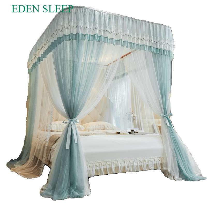 EDEN SLEEP  HẠNG 2  Màn chống muỗi dẫn hướng hình chữ U kiểu công chúa mới, giá đỡ đường ray ba cửa ba cửa được mã hóa