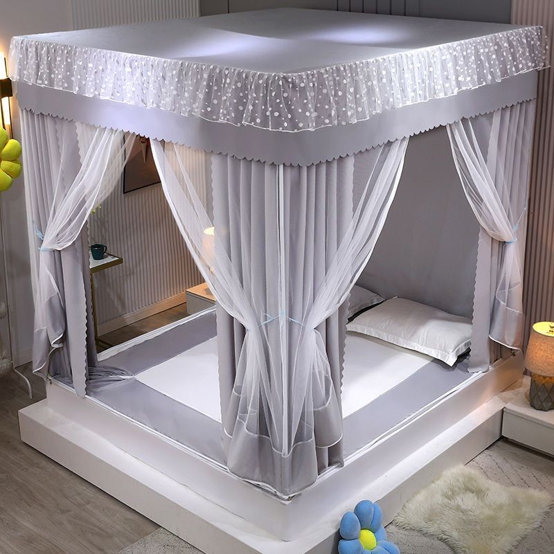 Màn Chống Muỗi Kiểu Mới Ba Cửa Kiểu Giường Ngồi Che Nắng Chống Bụi Phía Trên Dây Kéo Bao Toàn Bộ Giường Chống Rơi Cho Bé