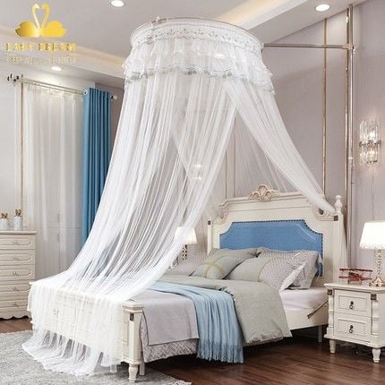 Màn khung không khoan tường  EASY DREAM Mùng khung tròn đa năng sử dụng được giường từ 1.2m đến 2.2m  các loại giường