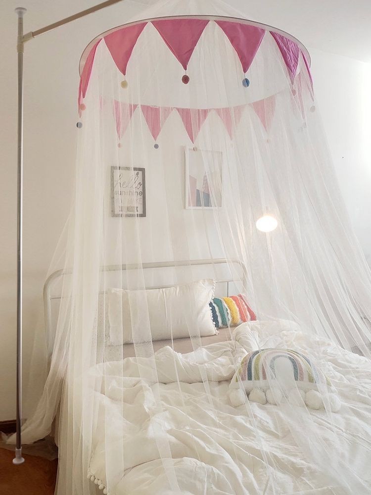 [Ảnh thật/Video] Công Chúa Màn Chống Muỗi Ba Cửa Trần Mái Vòm Mở Rộng Đôi Khung Giường Hình Trái Ti