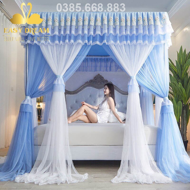 Mùng khung không khoan tường cao cấp  màn ngủ chống muỗi hiện đại decor phòng ngủ - màn cưới đẹp