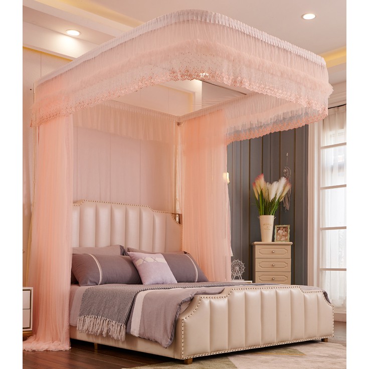 Màn (mùng ) khung không khoan tường  có dây kéo ròng rọc cao 2m25 khung inox vải tuyn chống muỗi