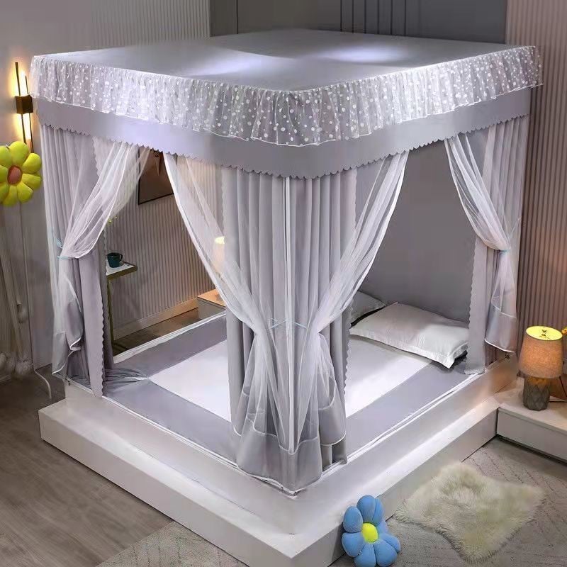 EDEN SLEEP Màn Chống Muỗi Có Dây Kéo Chống Bụi,Màn Chụp,Rèm Giường Chống Muỗi Dày Dặn Chống Rơi Toàn Bộ Mùng Màn Khung